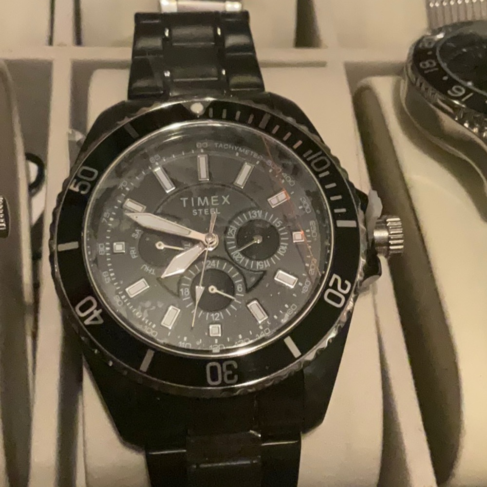 Timex Steel Chronograph 44mm Stainless Multifunction Bracelet Watch TW2T59100